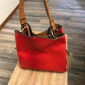 Red Ostrich Leather Handbag